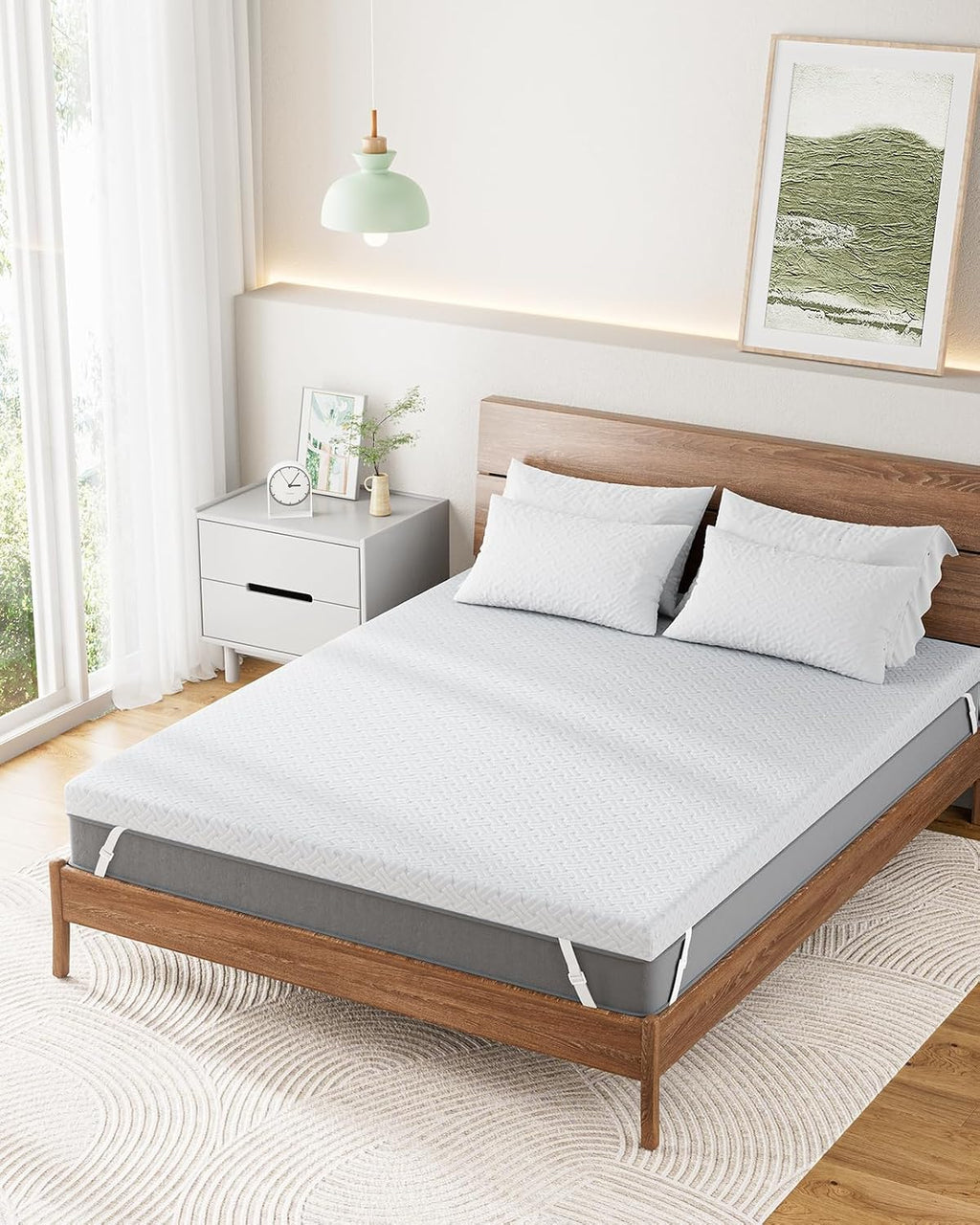 PERLECARE King Mattress Topper - 3 Inch Cooling Memory Foam Mattress Pad Made with CertiPUR-US® Certified Foam, Bed Topper with Bamboo Cover,Removable & Washable & Non-Slip