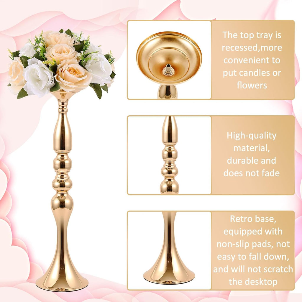 Didaey 12 Pcs Gold Wedding Centerpiece Stand Metal Flower Arrangements Holder Tall Centerpiece for Table Gold Vase Flower Stand for Wedding Reception Event Party Hotel Home Decor(20 Inches)
