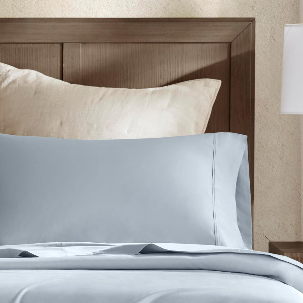 Harbor House Luxury 100% Egyptian Cotton Sheet Set, 400 Thread Count Sateen Weave, Soft & Breathable Bed Sheets with Deep Pocket, 4-Piece Queen Bedding Set, Blue