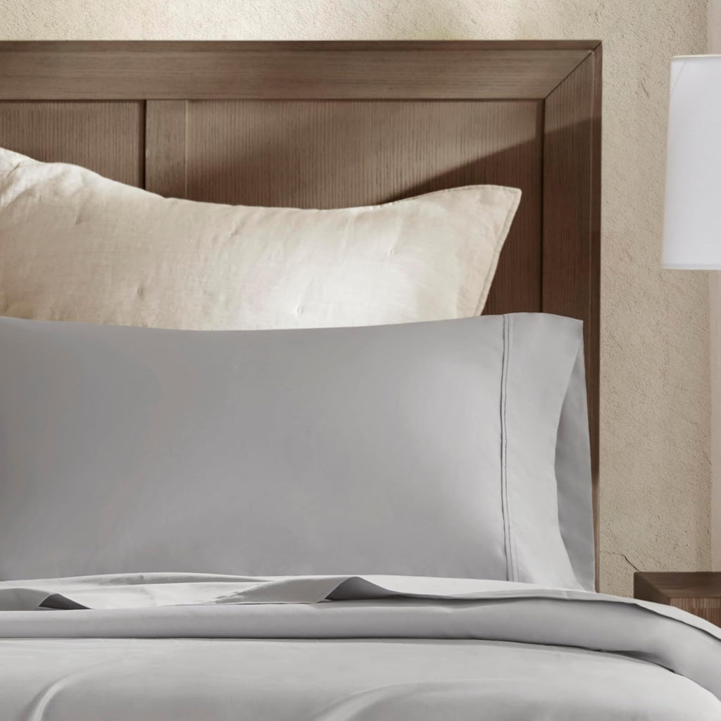 Harbor House Luxury 100% Egyptian Cotton Sheet Set, 400 Thread Count Sateen Weave, Soft & Breathable Bed Sheets with Deep Pocket, 4-Piece Queen Bedding Set, Gray