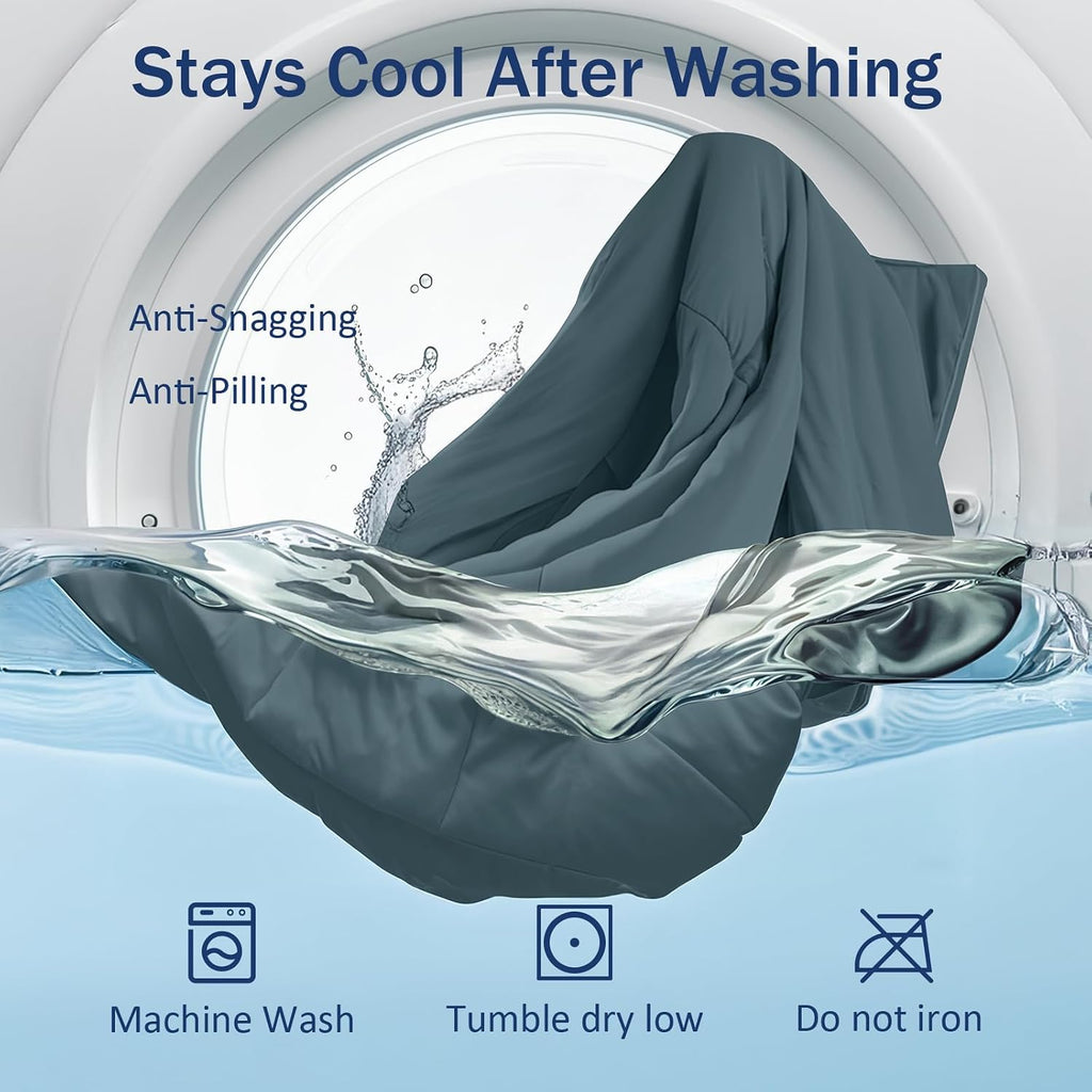 Cooling Blanket Comforter Hot Sleepers Twin/Twin XL Soft Cooling Blanket, Double-Sided Cool Bedding for Night Sweats, All-Season Lightweight Comforter(68 * 90inch, Blue-Gray)