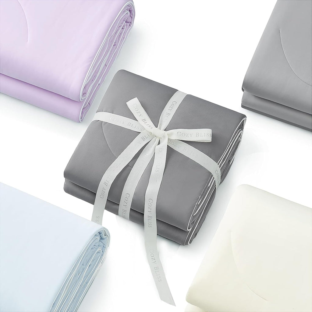 Cozy Bliss Cooling Comforter Cali King Size, Reversible Lightweight Cooling Blankets for Hot Sleepers and Night Sweats, Q-Max>0.45 Soft Breathable Silky Smooth Summer Comforter, Cool Grey, 106'x96'