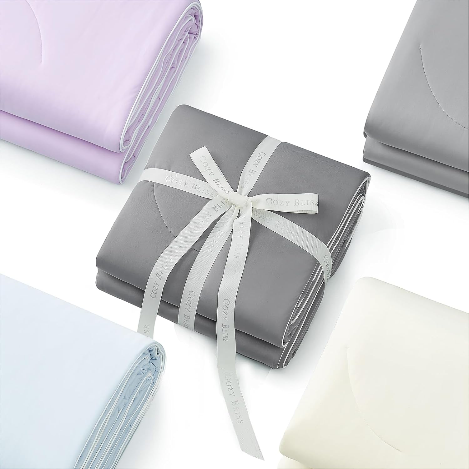 Cozy Bliss Cooling Comforter Cali King Size, Reversible Lightweight Cooling Blankets for Hot Sleepers and Night Sweats, Q-Max>0.45 Soft Breathable Silky Smooth Summer Comforter, Cool Grey, 106'x96'