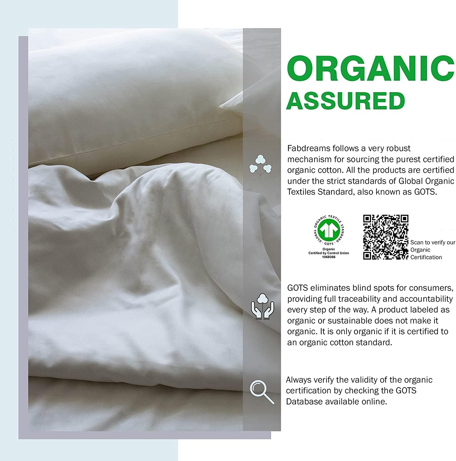 Fabdreams 100% Organic Cotton Percale Weave Queen Size Sheet Set 300 TC, GOTS Certified, Cool & Crisp, Breathable, Fits Mattresses Up to 17' Deep, Skin-Friendly, Durable Luxury – Ivory