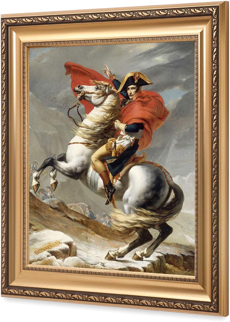 DECORARTS - Napoleon Crossing The Alps, Jacques Louis David Classic Art. Giclee Prints Framed Art for Wall Decor. Framed size: 26x30