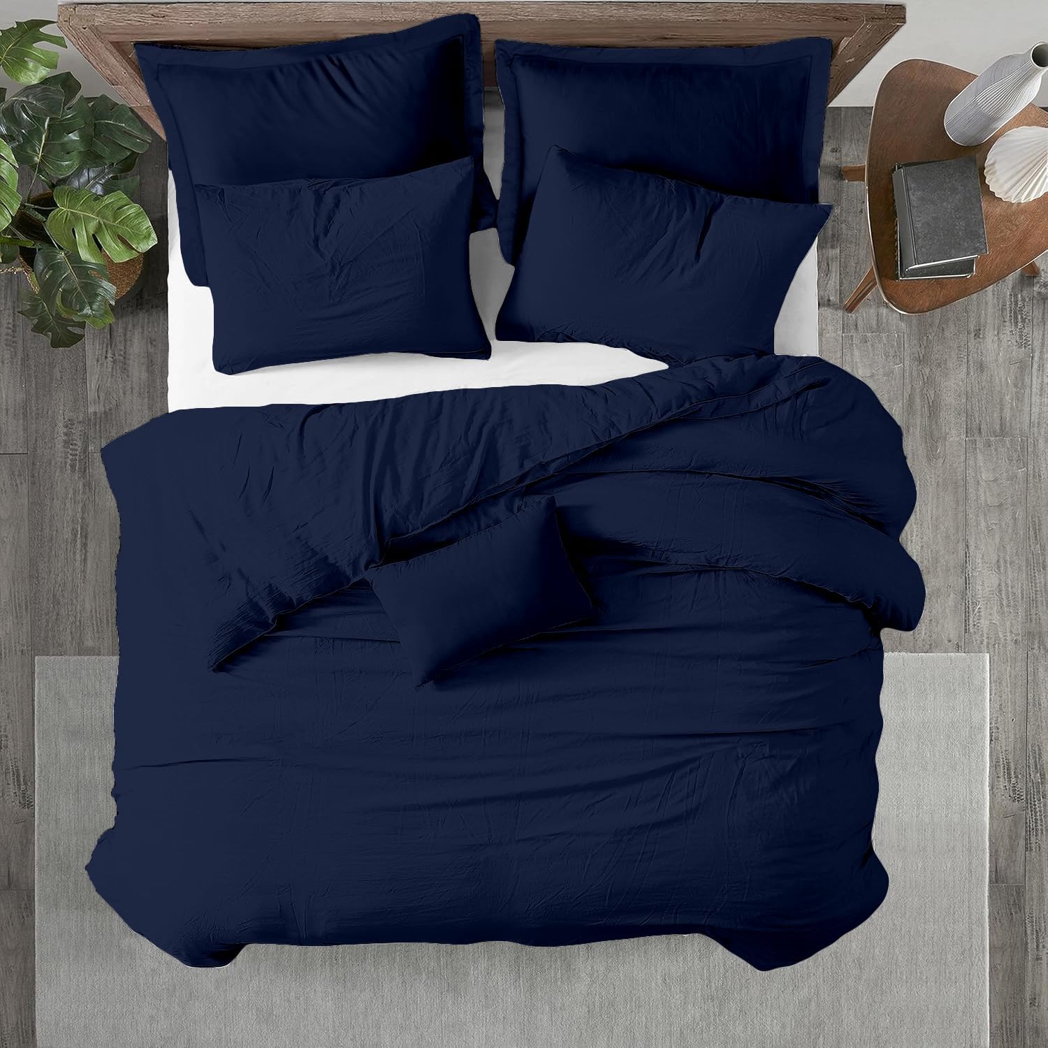 Kotton Culture 120'x120' 3 Pc Super King Plus/Super Oversize King Duvet Cover Set 100% Egyptian Cotton - 1000 TC, Zipper Closure & Corner Ties - Fits Only Extra Large Inserts - Navy Blue
