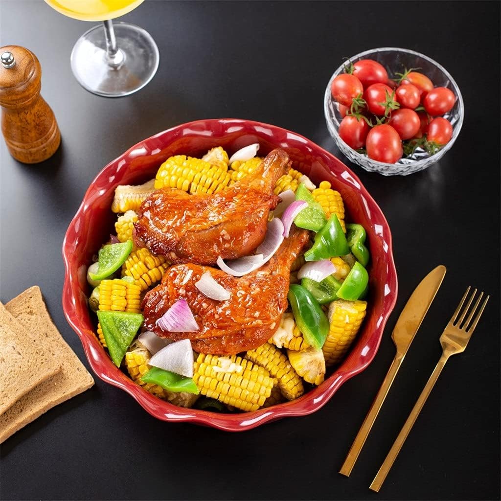 Glaze Pie Dish No-Stick Stoneware Quiche Pan Baking Dish Plate with Crinkle Rim 10.5 Inches Round Tart Pie Tin
