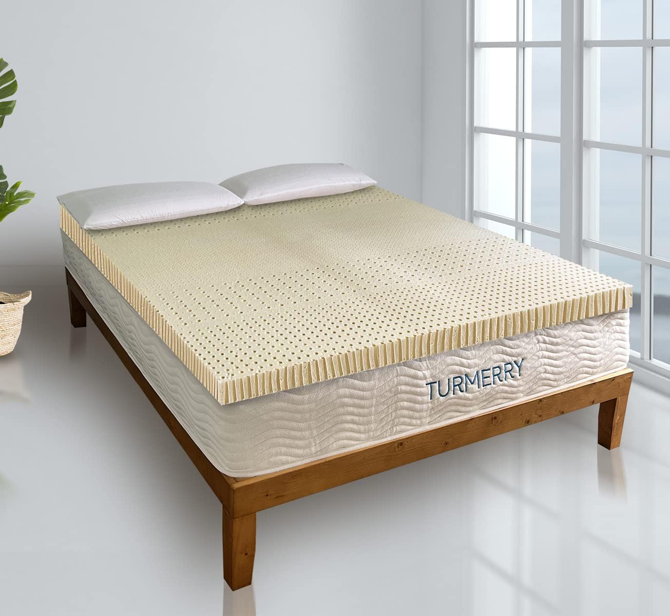 7 Zone Green Natural Organic Latex Mattress Topper Queen Size - 3' - Soft Plush Pillow Top - GOLS Certified Latex Foam Bed Pad for Side Sleepers Zonal Support Durable and Breathable
