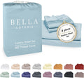 Bella Coterie Luxury Bamboo Viscose Queen Size Sheet Set | 100% Organically Grown | Ultra Soft | Cooling for Hot Sleepers | 18' Deep Pocket [Coastal Blue]
