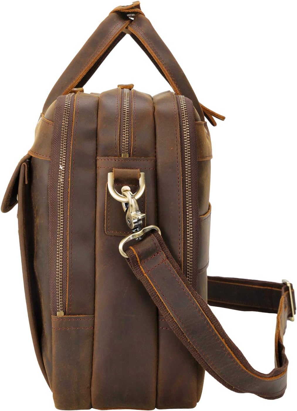 Polare Modern Attaché Style 15.7' Full Grain Italian Leather Laptop Business Briefcase for Men