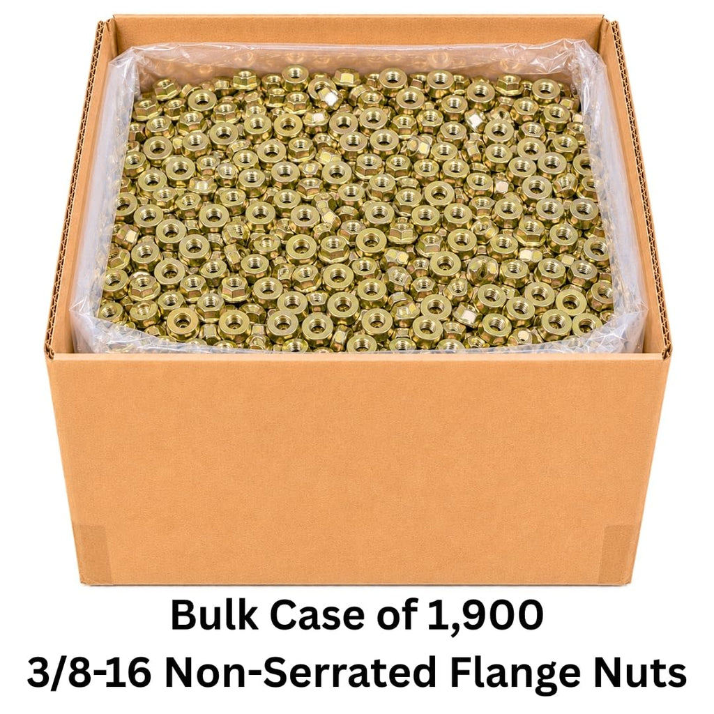 3/8'-16 Flange Nuts (1,900 Case) – Grade 8 Built-in Washer Nuts Coarse Thread for Fast, Even Clamping on Frames, Brackets & Heavy Assemblies SAE J995 0.375'