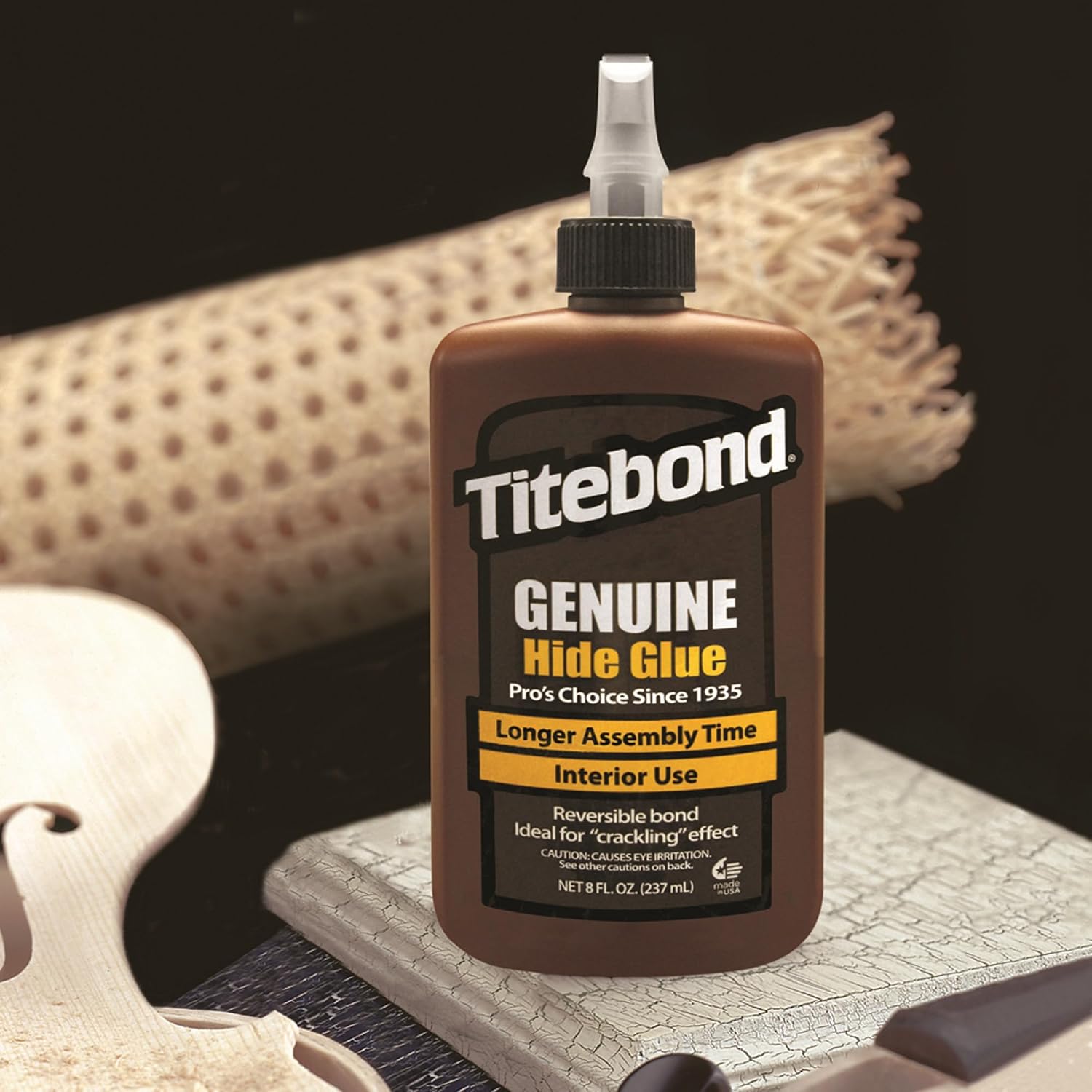Titebond Genuine Hide Glue 8 Oz. (12 Pack) – Adhesive for Fine Furniture, Antique Restoration, Musical Instruments, Slow Set, Creep-Resistant, Creates Crackling Effect on Wood – 5013