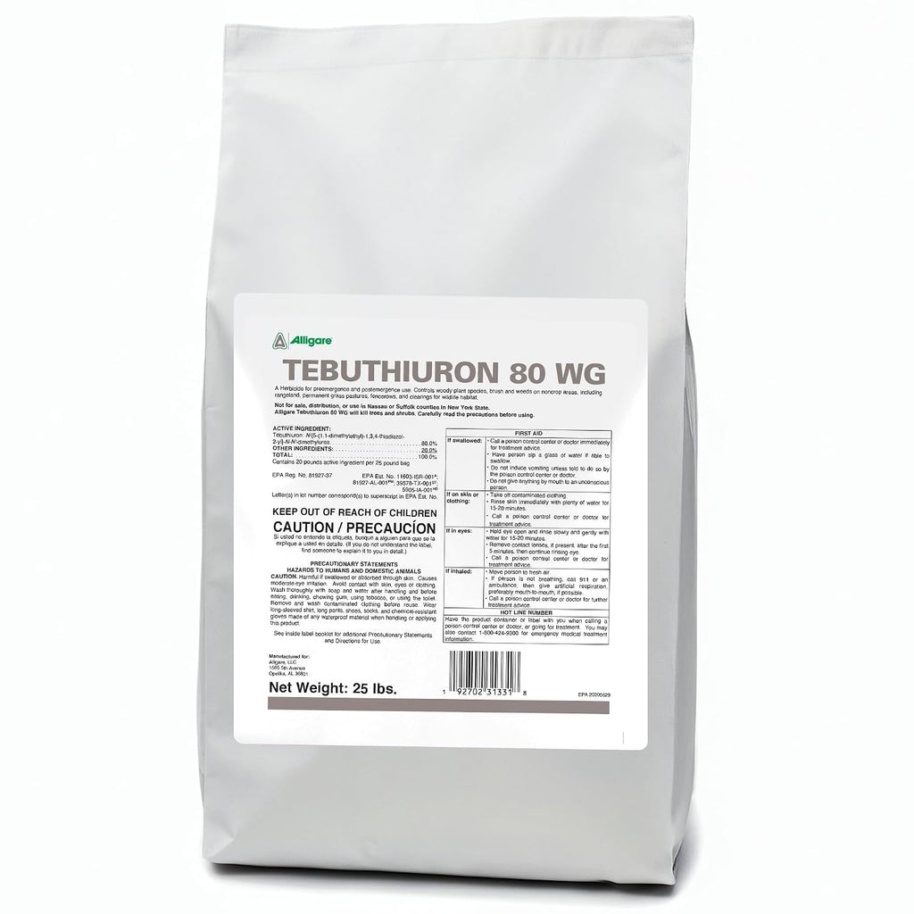 ALLIGARE 80 WG Tebuthiuron Herbicide Weed Killer to Control Woody Plants & Weeds - Granular Brush Killer in Rangelands, Rights-of-Way & Wildlife Clearings - Pre/Post-Emergent, Spike Equivalent - 25 lb