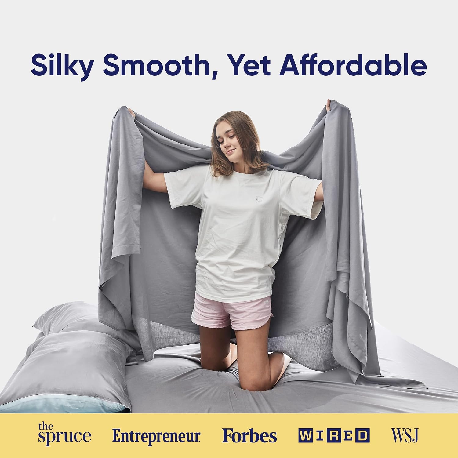 Vesta Sheet Set – Soft, Breathable & Cooling, 100% Viscose Derived from Bamboo, Perfect for a Comfortable Sleep, Includes 1 Fitted Sheet, 1 Flat Sheet & 2 Pillowcases (Glacier Grey, Full/Queen)