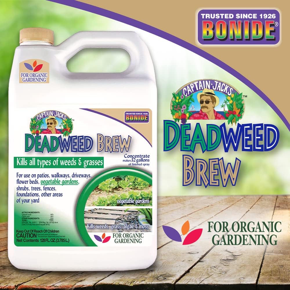 Bonide Captain Jack's Deadweed Brew, 128 oz Concentrate for All Types of Weeds and Grasses, for Organic Home Gardening