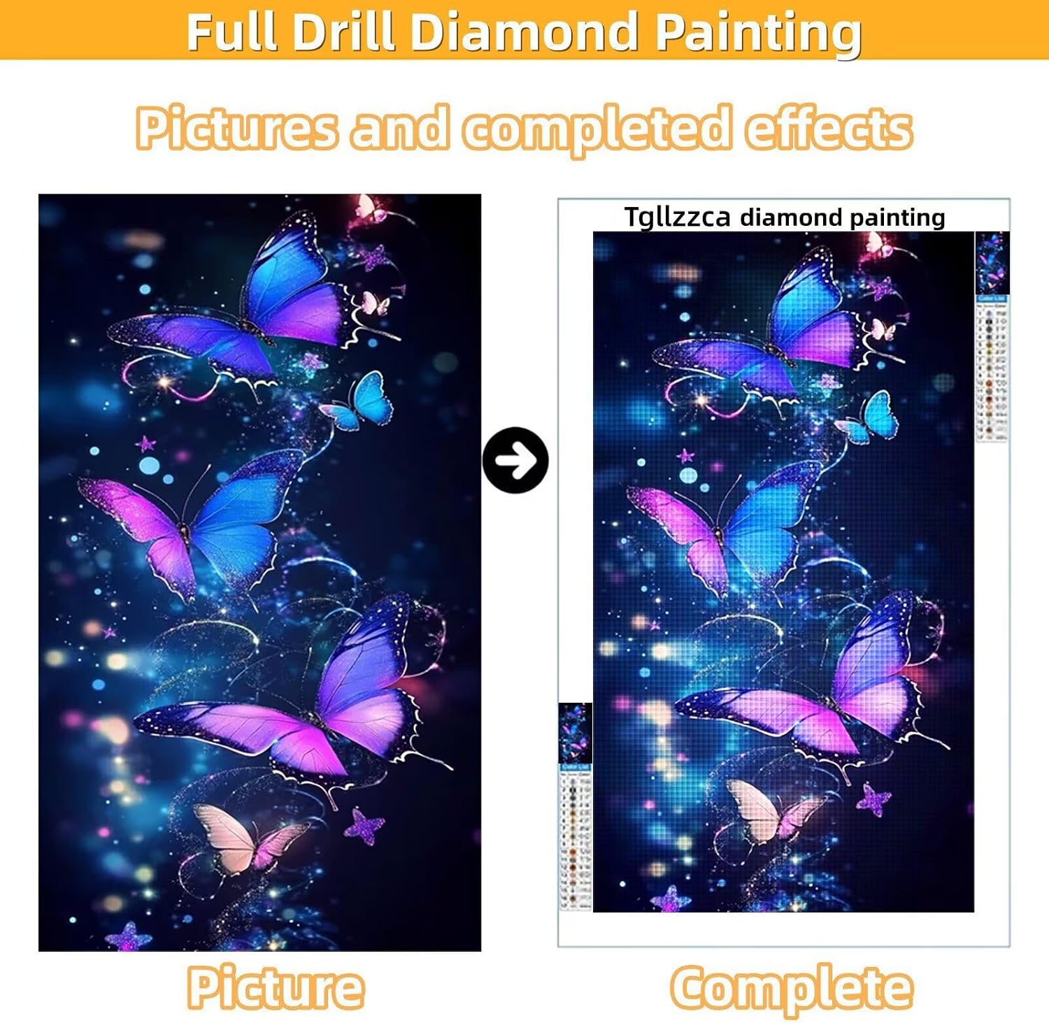 Diamond Art Kits for Adults Butterfly Diamond Painting Kits, 5D DIY Square Dream Full Drill Dimond Art Paintings Crystal Crafts for Adults for Gift Home Wall Decor, Large Size 40 x 80 Inch, Model840