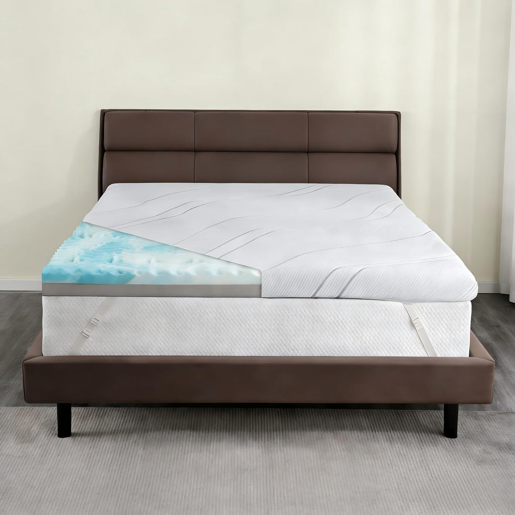 Extra Firm Mattress Topper King Size 4 Inch, Cooling Egg Crate Gel+Bamboo High Support Mattress Pad with Removable Cover, Bed Topper for Pain Relief,No Smell,CertiPUR-US, 79 * 75