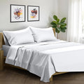 XOOX Linen 100% Egyptian Cotton Sheets California King Size Bed Set - 4 PC 1500 Luxury High Thread Count White Cal King Bed Sheets, Silky Soft, Cooling, Sateen, 17' Deep Pocket Bedsheet Set