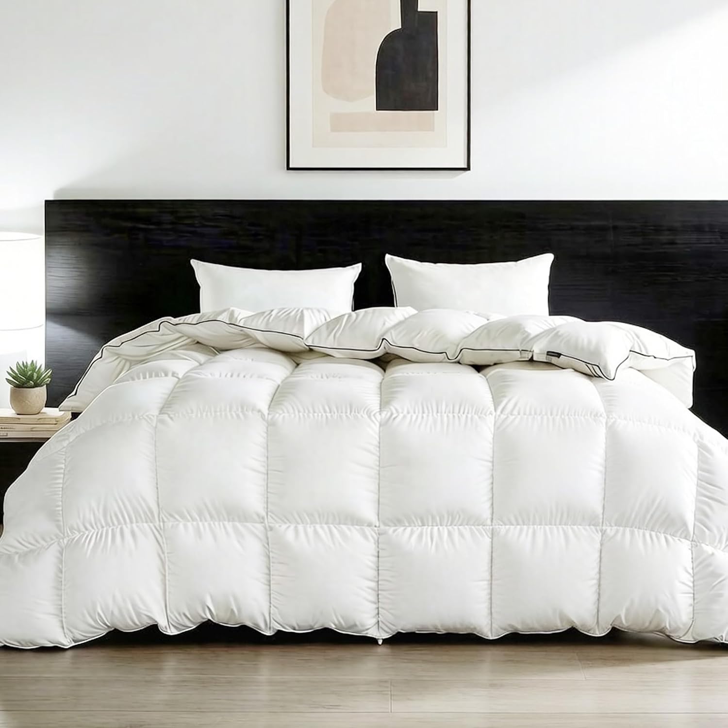 Feather Down Comforter King Size,Premium Ultra-Soft Breathable Comforter High Fill Power White Duvet Insert,All Season Hotel Bedding Comforters (Ivory White/All Season, King (U.S. Standard))