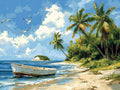 Diamond Art Beach Diamond Painting Ocean Dimond Art Painting for Adults Beginners, DIY 5D Crystal Gem Crafts Mosaic Kits for Adults Hobbies for Women Gifts, Home Wall Room Decor, 52x40inch -zjn25011MB