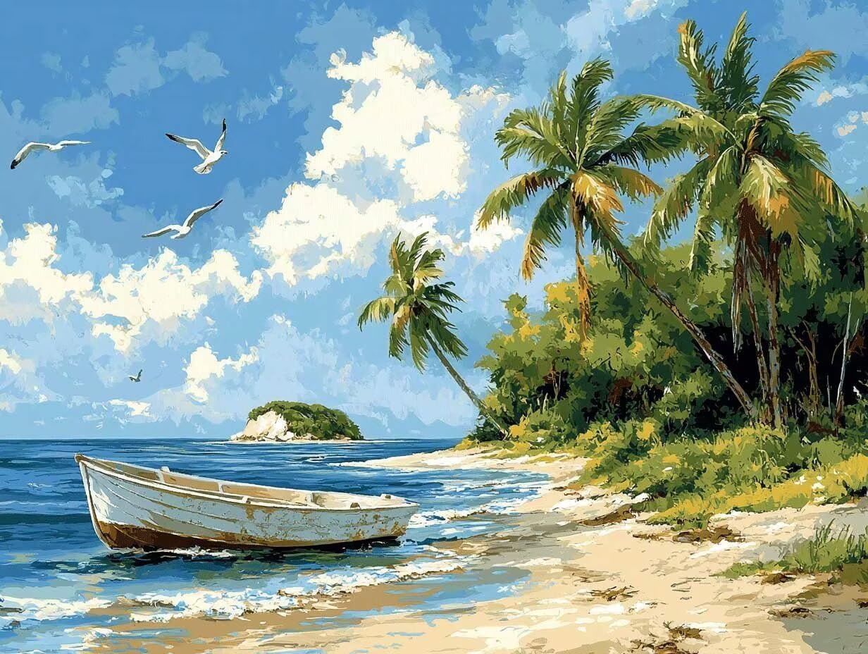 Diamond Art Beach Diamond Painting Ocean Dimond Art Painting for Adults Beginners, DIY 5D Crystal Gem Crafts Mosaic Kits for Adults Hobbies for Women Gifts, Home Wall Room Decor, 52x40inch -zjn25011MB