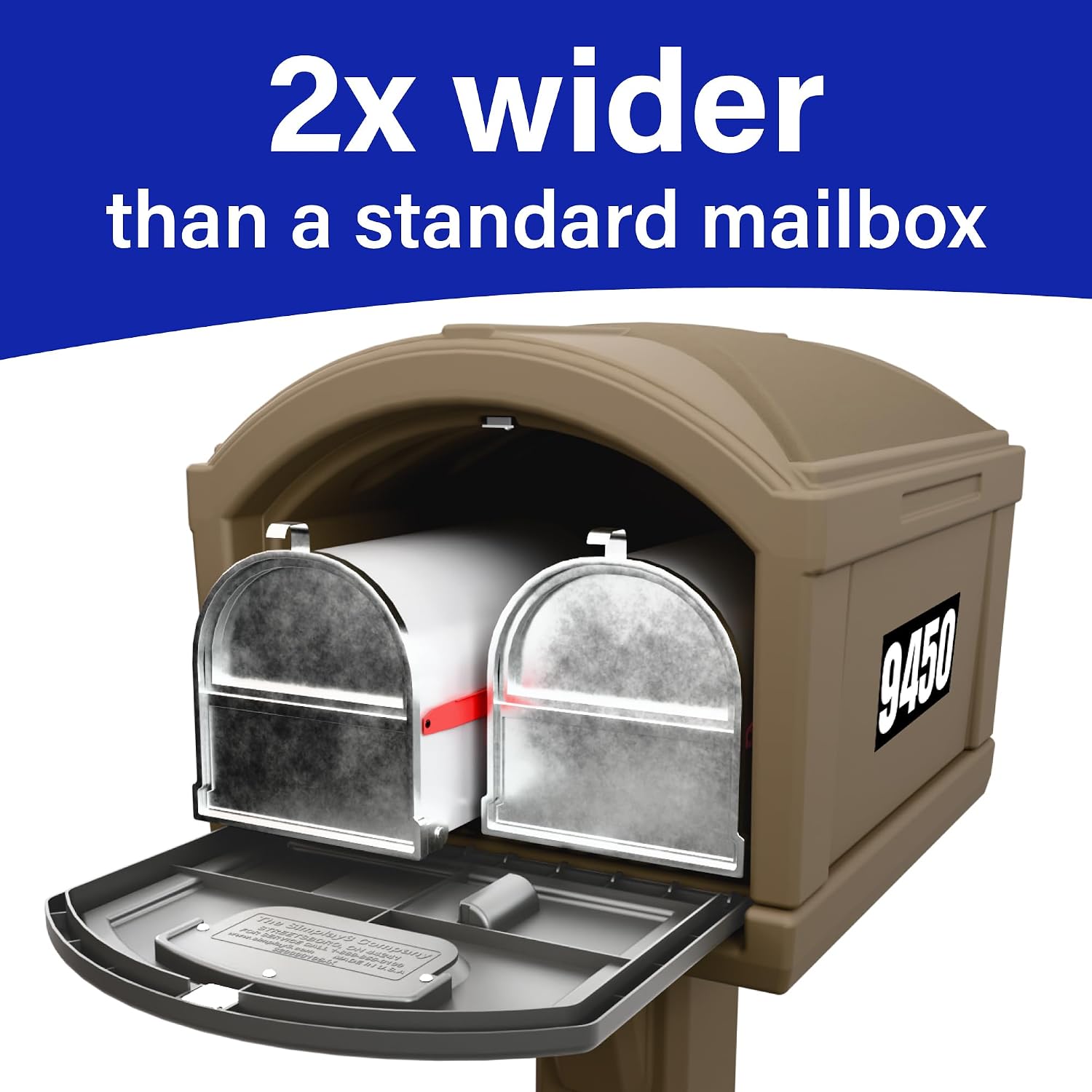 Simplay3 USPS T4 Extra Large Capacity XL Dig-Free Mailbox with Durable Double-Wall Construction, Weather-Resistant Design, and Easy No-Dig Installation, Driftwood, Made in the USA