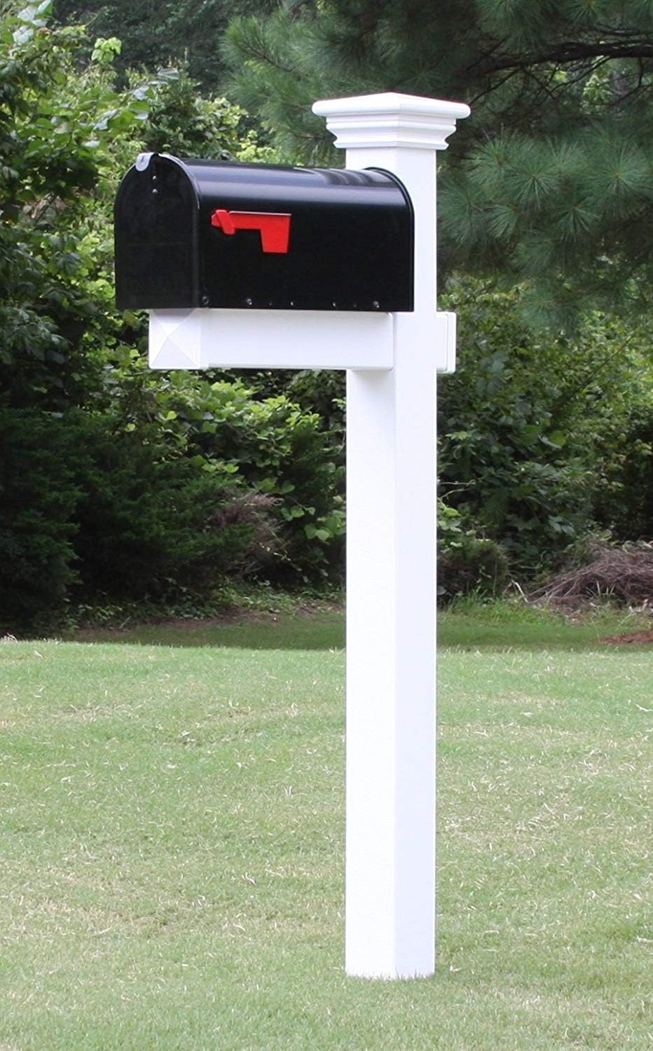 4Ever Products The Buchanan Vinyl/PVC Mailbox Post - Complete Decorative Curbside Mailbox System with Classic Traditional Style (Black)