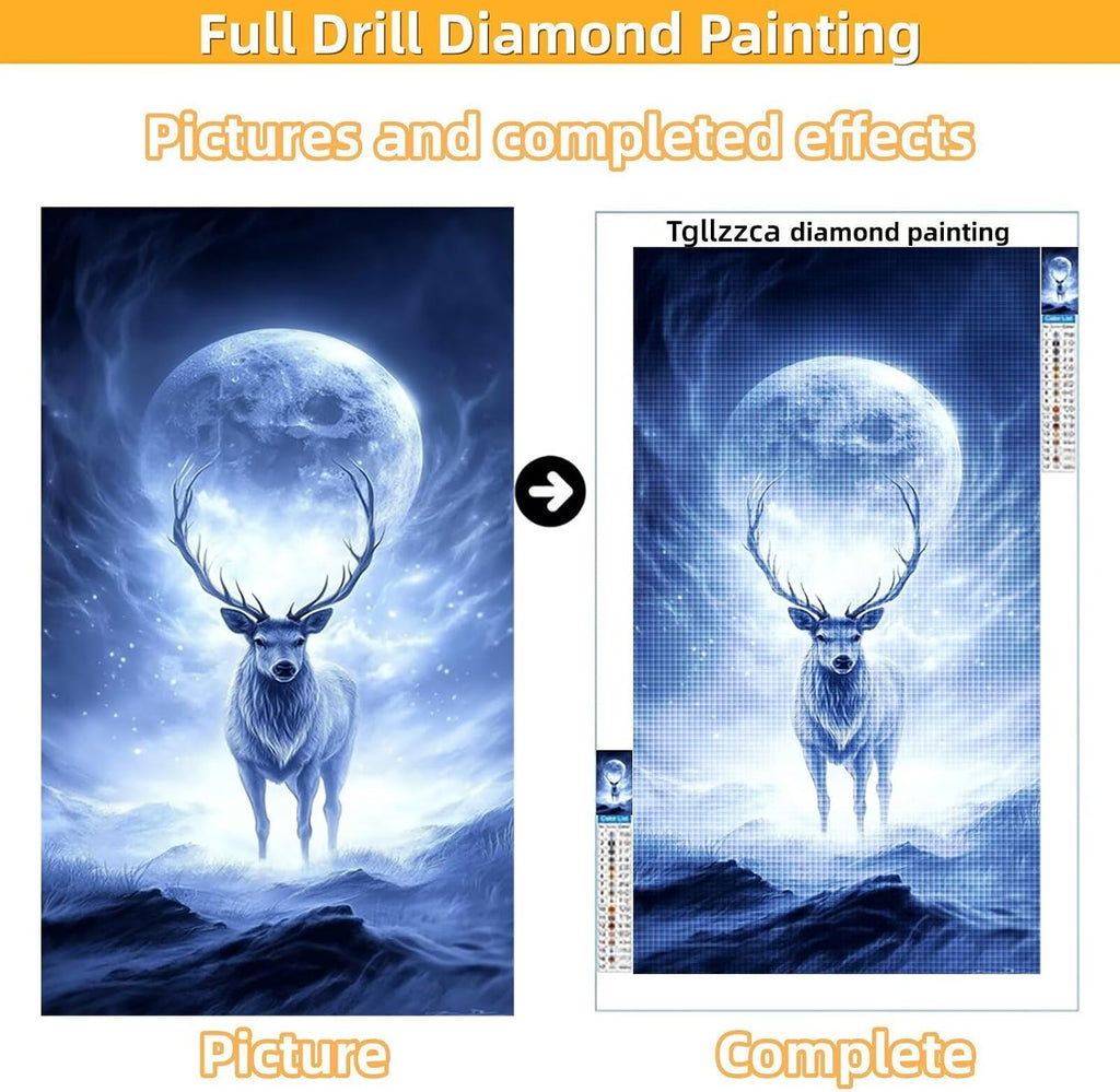 Diamond Art Kits for Adults Elk Diamond Painting Kits, 5D Round Animal Full Drill Dimond Art Paintings Crystal Rhinestones Crafts for Adults for Gift Home Wall Decor, Large Size 40 x 80 Inch, Model993