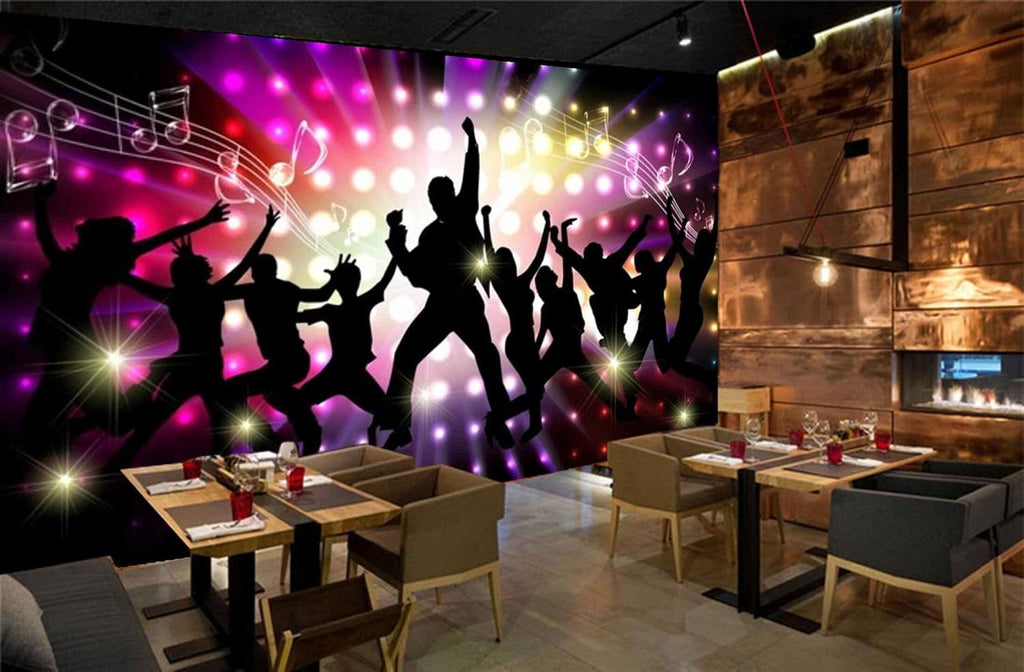 MWZ3480 Music Singing Dancing Show Stars HD 3D Wallpaper for Disco Club Karaoke[20 ft x 19 ft] / [610 cm x 579 cm]