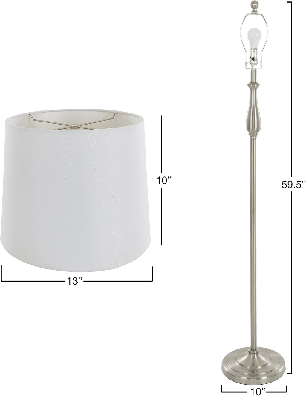 Lavish Home 3-Piece Home Lighting Set - Coordinating Bundle with 2 Table Lamps and 1 Floor Lamp for Home and Office Decor (Silver)