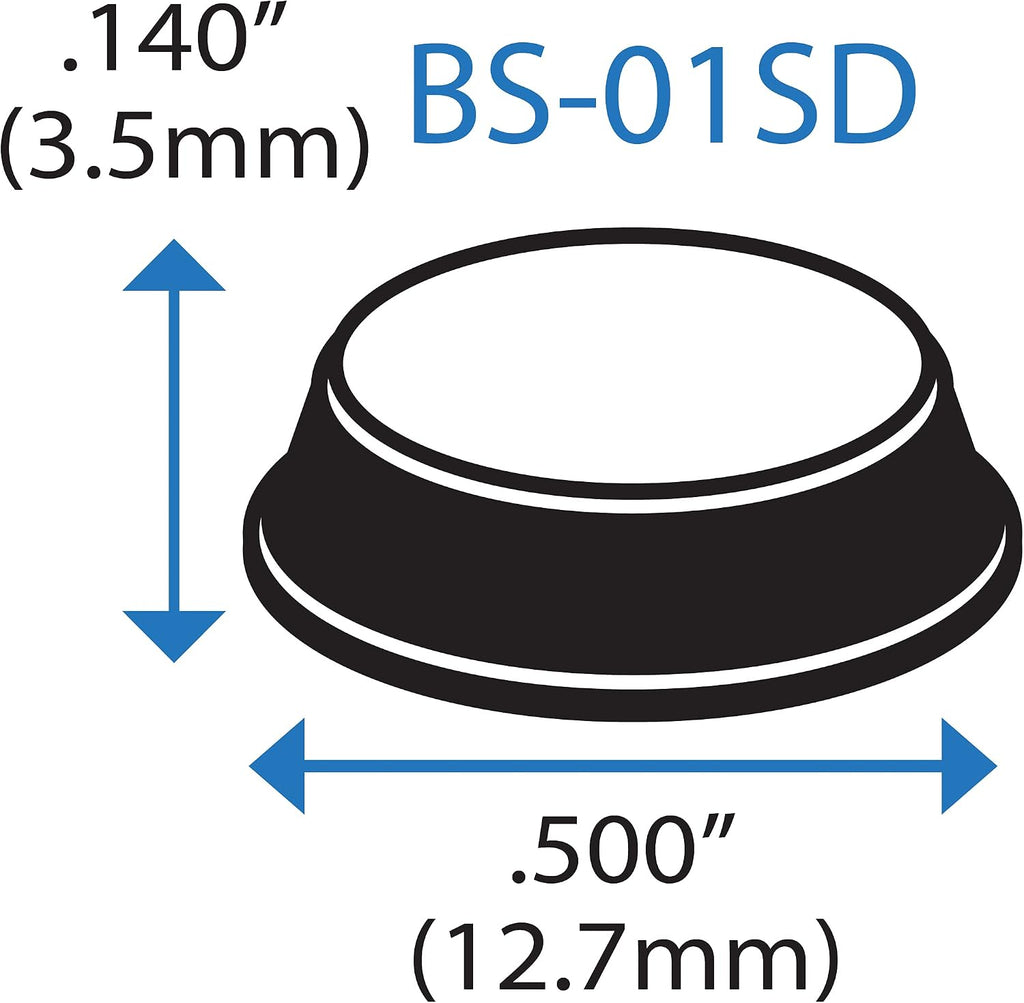 Bumper Specialties Self Adhesive Bumper Feet 0.50' x 0.14' (12.7mm x 3.5mm) Clear Cylindrical Soft Polyurethane Pads for Cabinet Door Sound Dampening, 5,000 Pieces per Box, BS01SD