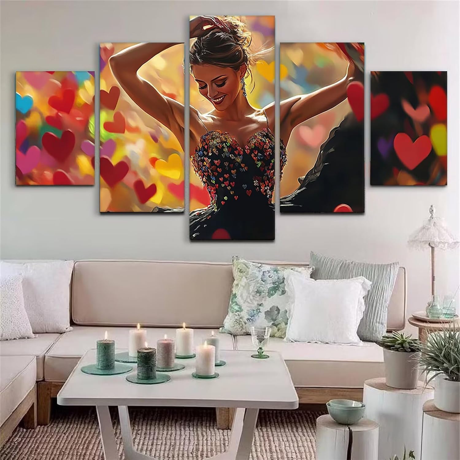 Ballet Diamond Art 5 Piece Diamond Painting Dancers 5D DIY Full Round Drill Dimond Art Paintings Rhinestones Crafts for Adults Gem Painting for Home Decor, Large Artwork for Wall 40 x 80 Inch,Model333