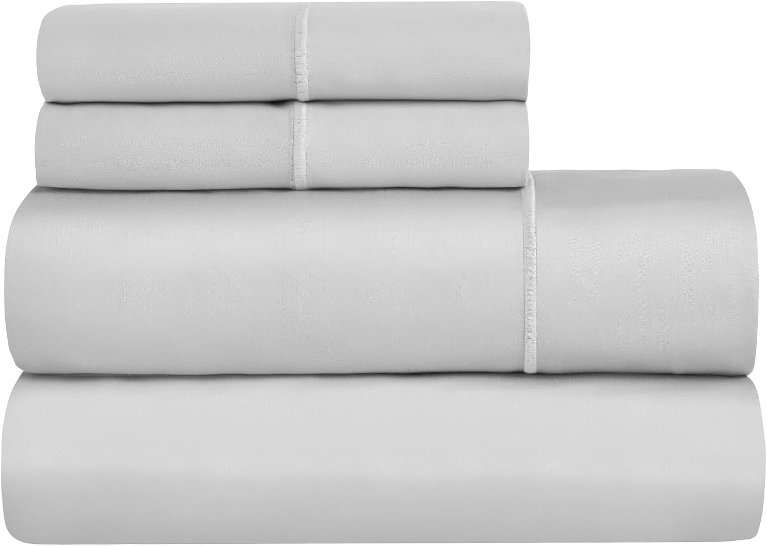 Superior Egyptian Cotton 1500 Thread Count Bed Sheet Set, Daily Soft Sheets, Embroidered Marrow Stitch Hem, Bedding Essentials, 1 Deep Pocket Fitted Sheet, 1 Flat Sheet, 2 Pillowcases, King, Platinum