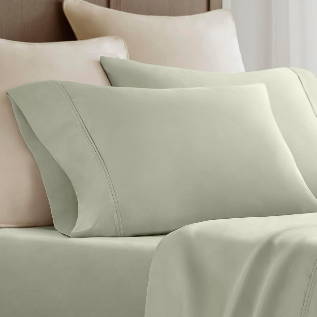 Harbor House Luxury 100% Egyptian Cotton Sheet Set, 400 Thread Count Sateen Weave, Soft & Breathable Bed Sheets with Deep Pocket, 4-Piece Cal King Bedding Set, Sage