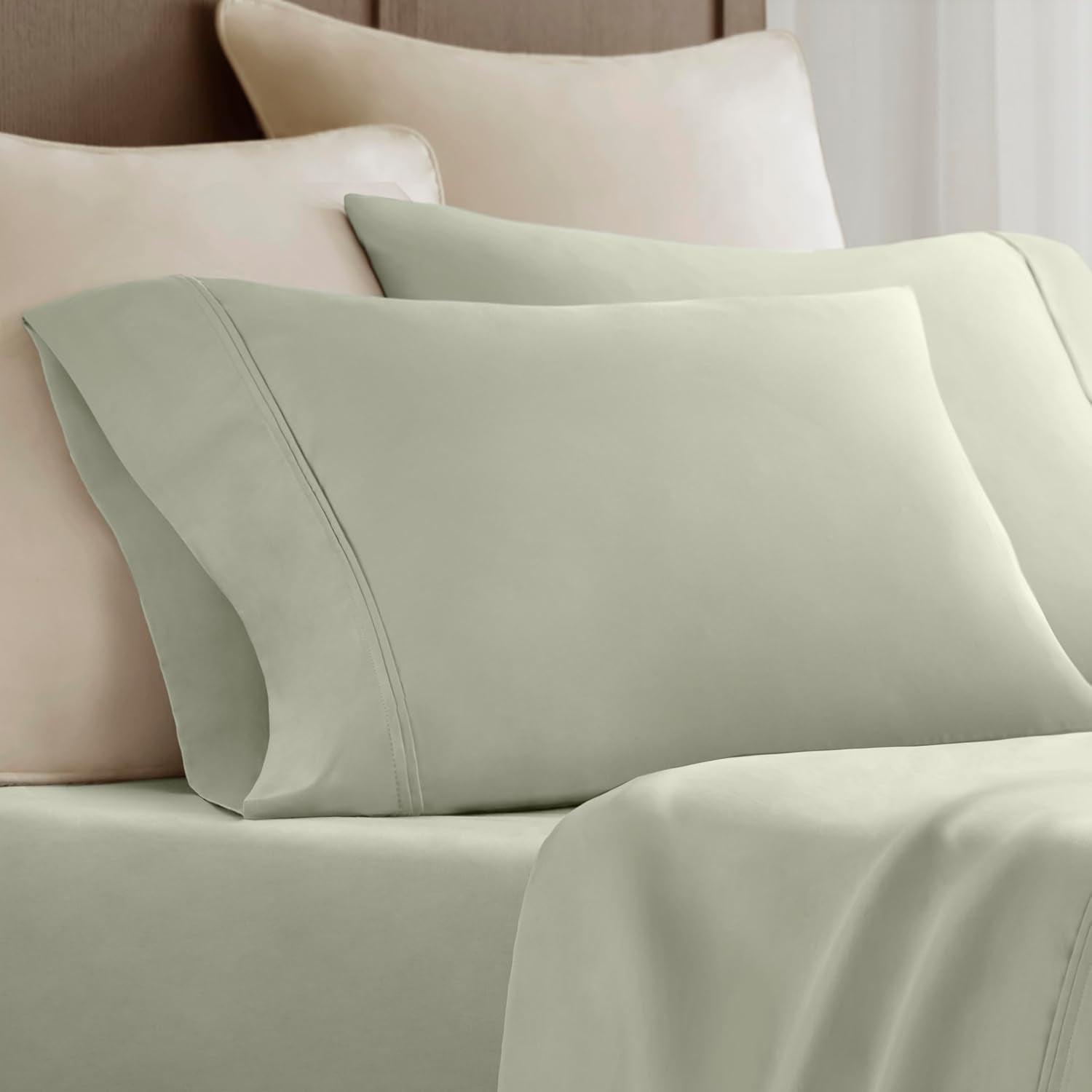 Harbor House Luxury 100% Egyptian Cotton Sheet Set, 400 Thread Count Sateen Weave, Soft & Breathable Bed Sheets with Deep Pocket, 4-Piece Cal King Bedding Set, Sage