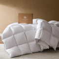 Pacific Coast Goose Feather Down Fiber Comforters King Size, Extra Fluffy White Duvet Insert, Ultra-Soft, Breathable, All Season Hotel Luxury Bedding Comforters, 8 Corner & Center Loops (106'x90')