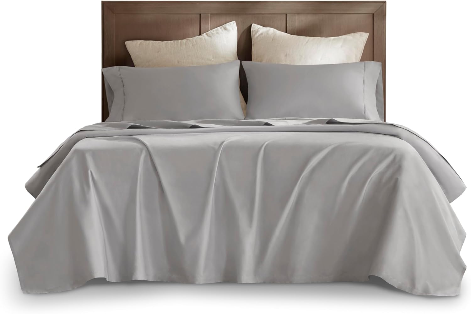 Harbor House Luxury 100% Egyptian Cotton Sheet Set, 400 Thread Count Sateen Weave, Soft & Breathable Bed Sheets with Deep Pocket, 4-Piece Queen Bedding Set, Gray