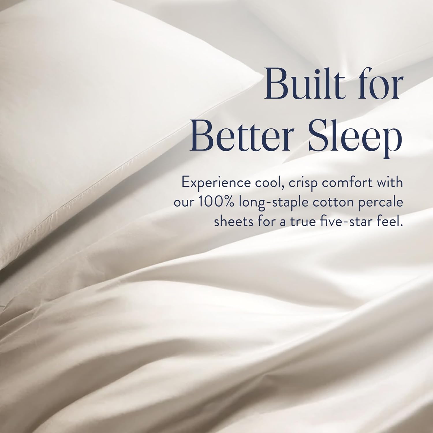 Brooklinen Luxury Percale Sheet Set - 4 Piece 100% Cotton Bed Sheets - 1 Fitted & 1 Flat Sheet, 2 Pillowcases - Cotton Percale Sheets for Hot Sleepers (King Size, Cream)