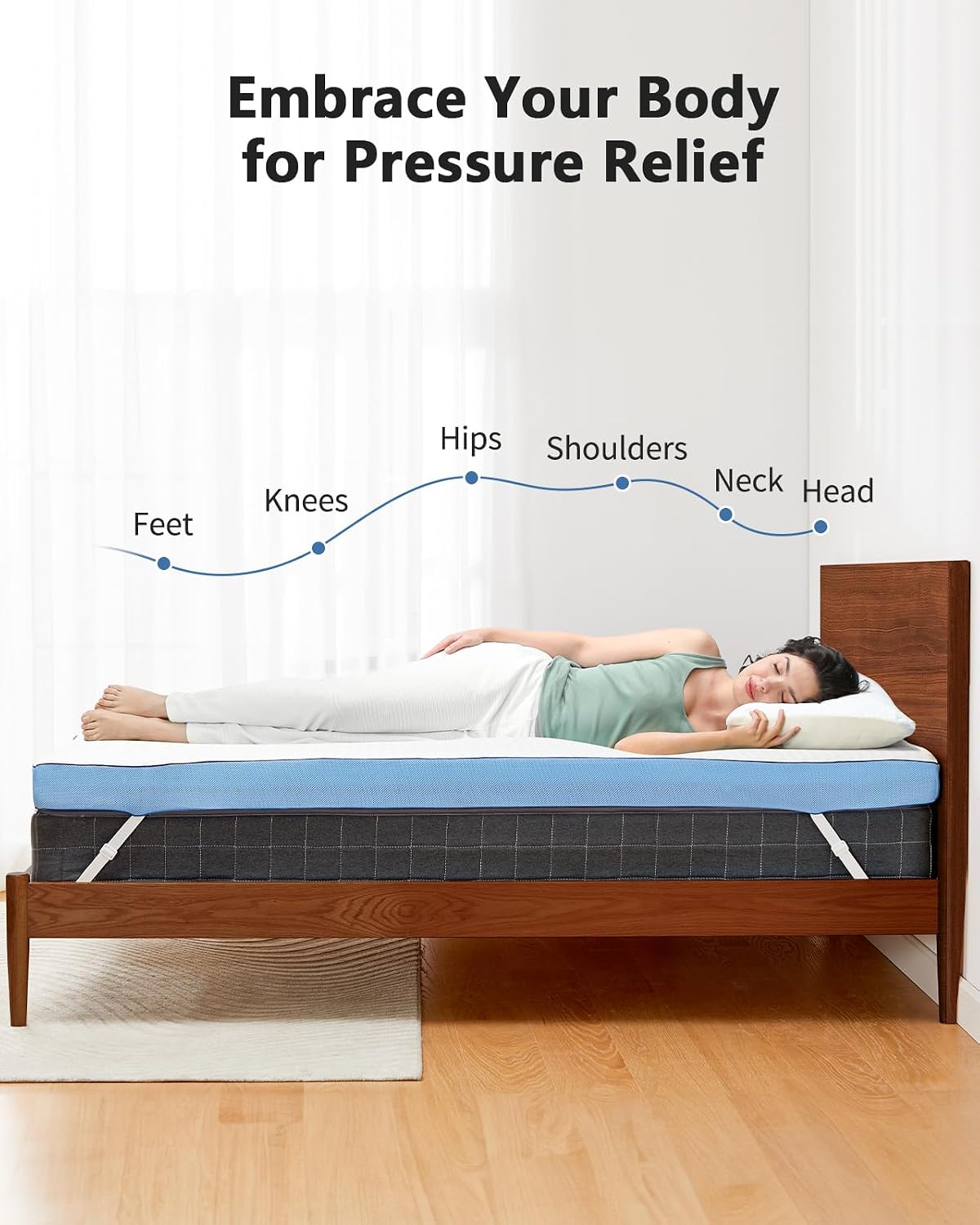 PERLECARE 4 Inch Firm Mattress Topper Queen, Cooling Gel-Infused & Bamboo Charcoal Memory Foam Bed Topper for Pressure Relief, High-Density Mattress Pad with Removable Cover