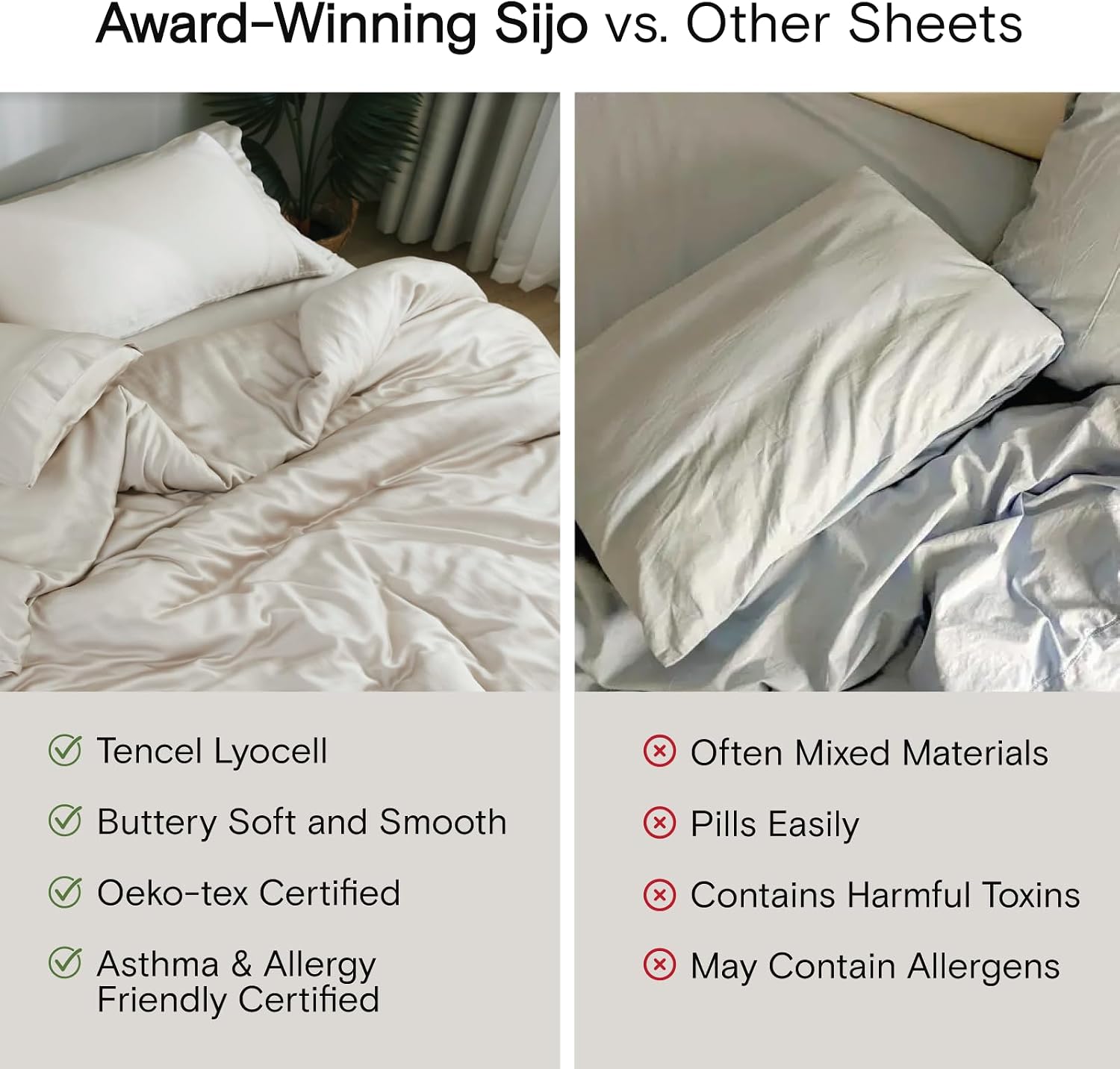 Sijo AiryWeight Tencel Sheet Set, 100% Lyocell Derived from Eucalyptus, Buttery Soft, Architectural Digest Best Cooling Sheets Winner - 3pc - 1 Pillowcase 1 Fitted 1 Top (Fog, Twin XL)