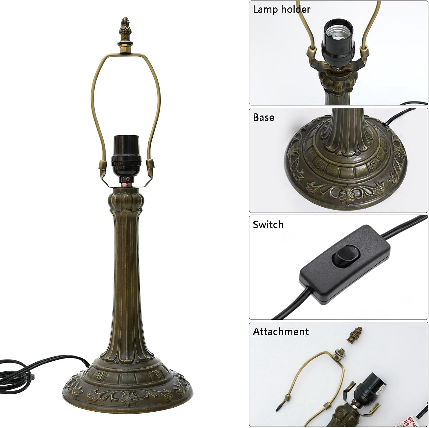 Tiffany Lamp Green Dragonfly Style Stained Glass Lamps Teal Bedroom Bedside Table Lamp for Dorm Office Art Craft Antique Decor Accent Aesthetic Nightstand Retro Metal Reading Lamps 12 inch