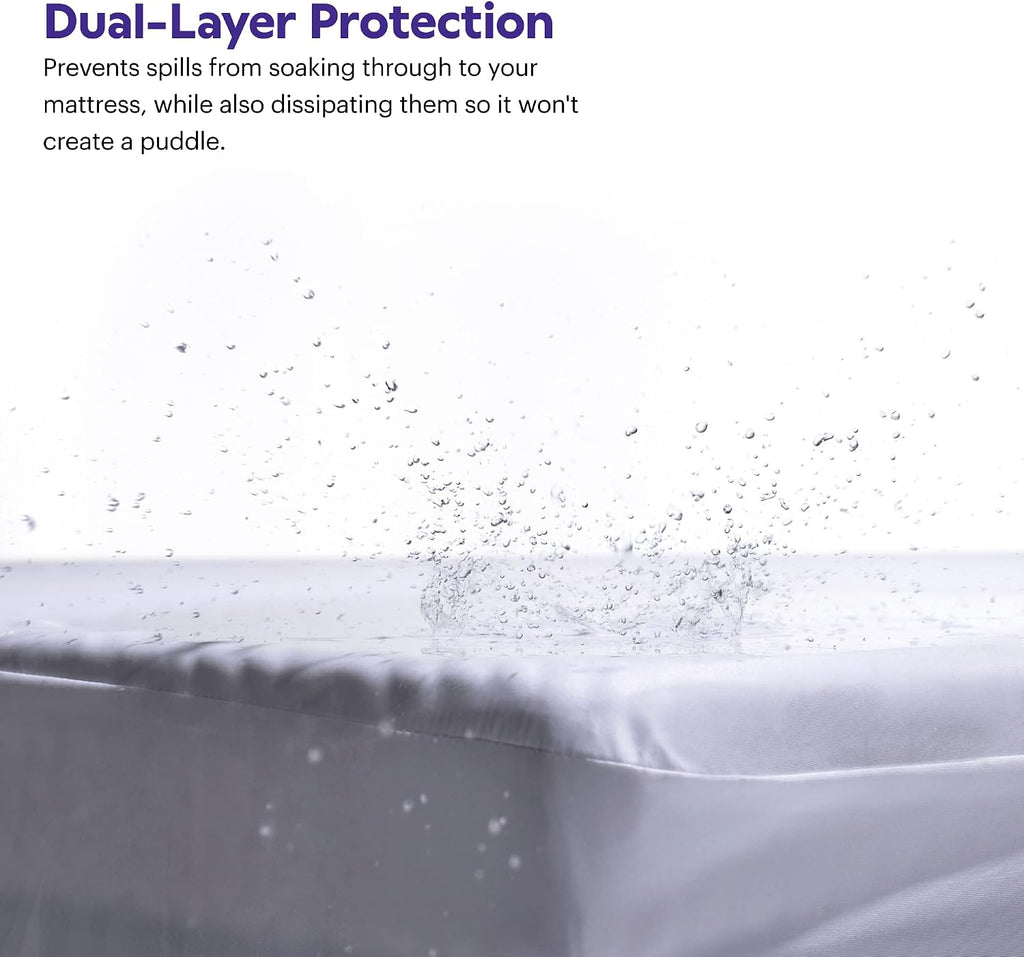 Purple Mattress Protector - Queen Size, 13' Deep, Five-Sided Dual Defense, Stain-Resistant & Machine-Washable, Protects Against Kids, Pets, Food & More