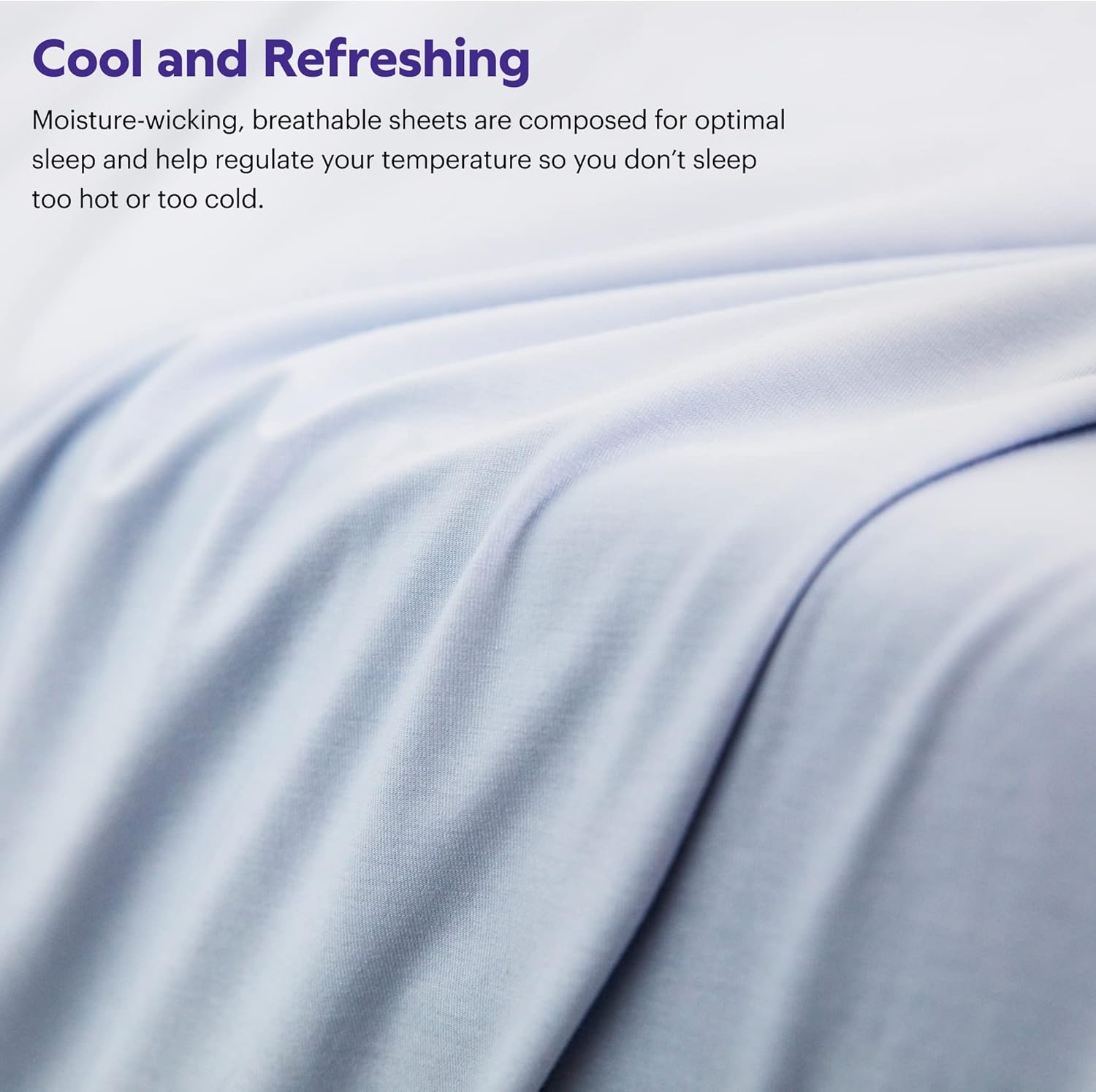 Purple Deep Pocket SoftStretch Sheets, Twin/Twin XL, Rayon Blend, Moisture-Wicking, Stormy Grey, Fits Other Mattresses, Adaptive Support