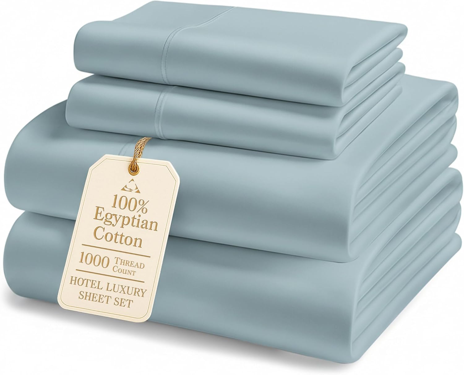 LANE LINEN Ultra Soft California King Sheets Set - 1000 Thread Count, 100% Egyptian Cotton Fully Elasticized with French Seam on Fitted Hotel Like Thick Luxury Cal King Bed Sheets- French Blue