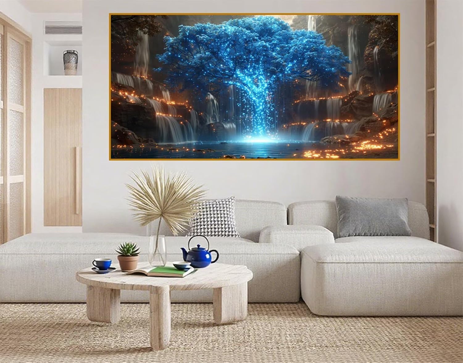 Diamond Painting Tree Diamond Art Kits for Adults, Dimond Art Paintings Waterfall Paint by Numbers Kit for Beginner, DIY Full Drill Gem Arts and Crafts Painting, Home Wall Decor 40x88 Inch R2-995