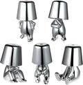 Thinker Lamp Collection, Touch Table Lamp Cordless Rechargeable Desk Lamp Silver Cute Decor Thinker Statue Battery Operated Night Light for Home Office, Bedroom, Living Room (Collection)