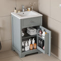 Flieks 20' Bathroom Vanity with Sink, Bathroom Cabinet with Soft Closing Door, Storage Rack and Adjustable Shelve, Grey