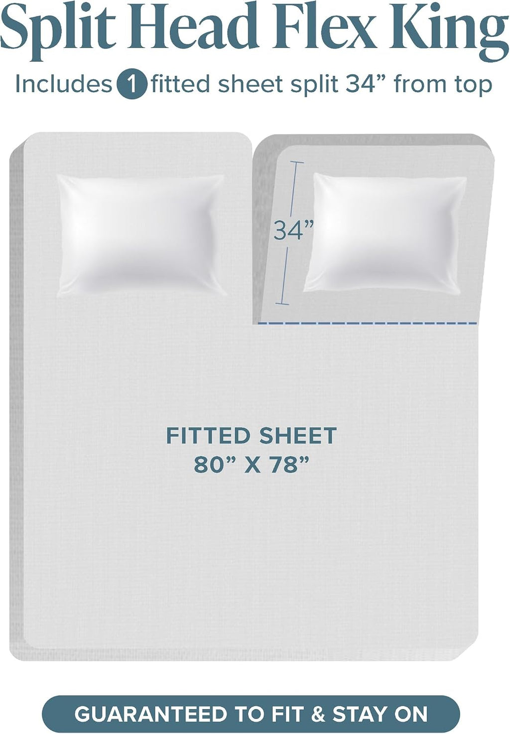 Bare Home 100% Organic Cotton Split Head Flex King Sheet Set - Crisp Percale Weave - Lightweight & Breathable - Bedding Sheets & Pillowcases (Split Head Flex King, Black)