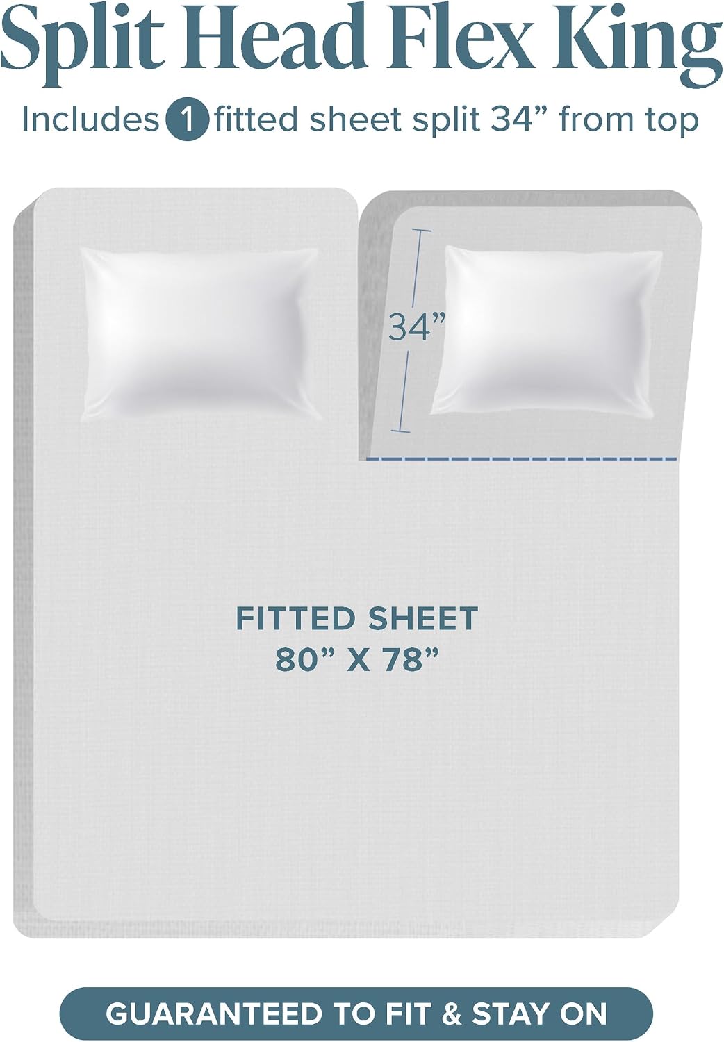 Bare Home 100% Organic Cotton Split Head Flex King Sheet Set - Crisp Percale Weave - Lightweight & Breathable - Bedding Sheets & Pillowcases (Split Head Flex King, Black)