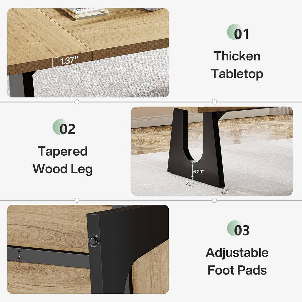 Tribesigns 70.86-Inch Executive Desk, Large Computer Office Desk with Double Wood Pedestal, Modern Simple Style Rectangle Writing Table for Home Office